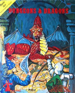 The box cover of the D&D basic set. I started with this in 1978.