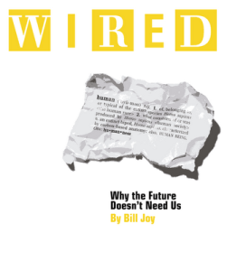 Cover of Wired Magazine, with Bill Joy's now infamous warning.