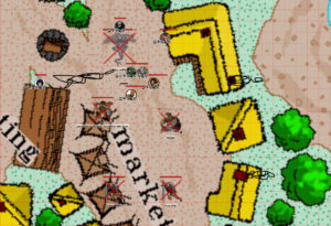 A screenshot from Roll20 show a small portion of Matakan and the party of heroes.