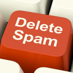 A closeup of a mock spam deletion key in a keyboard.