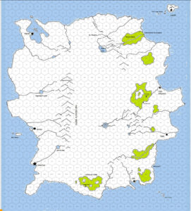 A screenshot of the map of the country of Udra in Roll20. 